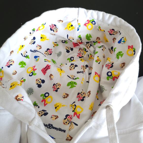 Disney Parks Walt Disney World 2020 Sweatshirt White Hooded Mickey Women 1X - Picture 7 of 14